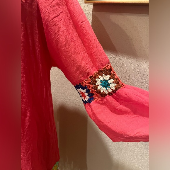 NEW Boho Crochet Fringe Colorful Swim Coverup Dress S - Picture 5 of 6